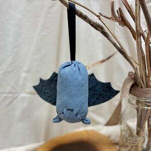 Black and gray Bat Ornament Fabric Bat with Felt Wings Halloween Décor,